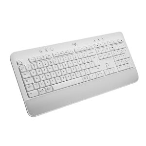 Teclado Sem Fio Logitech Signature K650 Com Apoio para as Mãos, Resistente a Derramamentos, Teclado Numérico, Conexão Bluetooth ou Receptor USB Logi Bolt e Layout US INTL- Branco