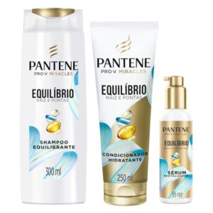 Pantene Kit PRO-V Miracles Equilíbrio Raiz e Pontas com Shampoo para cabelos mistos 300 ml, Condicionador Hidratante para pontas ressecadas 250 ml, e o Sérum revitalizador 95 ml