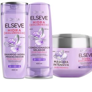 L'Oréal Paris Elseve Hidra Hialurônico Kit - Shampoo 400ml + Condicionador 400ml + Creme de Tratamento 300G