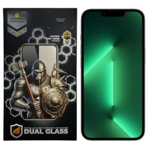 Gshield Película de Fibra de Vidro 10H Proteção Contra Arranhões e Impactos, Alta Sensibilidade Tela Toda, Dual Glass Preta (iPhone 13/13 Pro / 14)