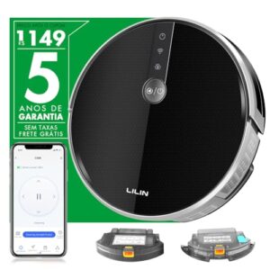 Lilin Robô Aspirador de Pó navegação inteligente C30B(Slim), Aspirador e esfregão 2 em 1, 110/220V Bivolt, Autocarregamento, Conexão Wi-Fi, Funciona com Alexa, Para Carpetes e Pisos RÃgidos, Do Brasil