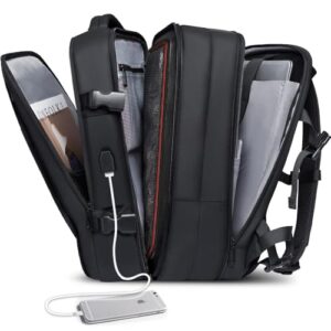 Mochila de Viagem Expansivel Masculina Feminina, Mochila Para Notebook Executiva Impermeável Reforçada Cabo USB,Mochilas Trabalho Escola Viagens Presente(Preto)