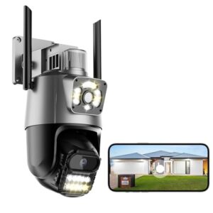 Câmera de Segurança 4K para Telhado Externo, Rastreamento de Pessoas, 8x Zoom, Controle Wi-Fi, Visão Noturna, Rotação 355°/90°, Áudio Bidirecional, Armazenamento em Nuvem/TF-(KV-726)