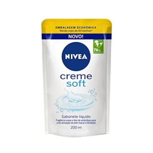 NIVEA Sabonete Líquido Refil Creme Soft 200ml - Composto com óleo natural, sua fórmula equilibra o pH da pele e garante maciez prolongada após o uso