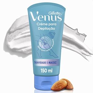 Gillette Venus Creme para Depilação com Óleo de Amêndoas, Ideal para Depilar com Aparelho de Depilação no Chuveiro, 150mL