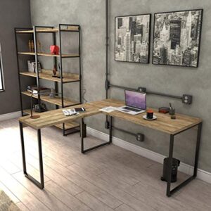 Mesa Escrivaninha Em L 2 Peças Trevalla Kuadra ML150 Carvalho