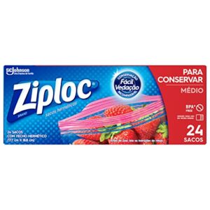 Ziploc Saco Hermético Organizador de Gaveta, para Utensílios de Cozinha, Tamanho Médio 17,7 cm x 18,8 cm, com 24 Unidades