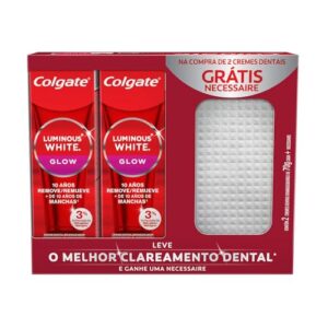 Creme Dental para Clareamento Colgate Luminous White Glow 70g 2 unid. + Necessaire