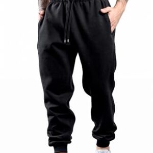 Calça Moletom Flanelado Jogger Skinny Slim Fit Musculação Inverno Academia Fitness Com Bolso Unissex (BR, Alfa, G, Regular, Regular, Preto)