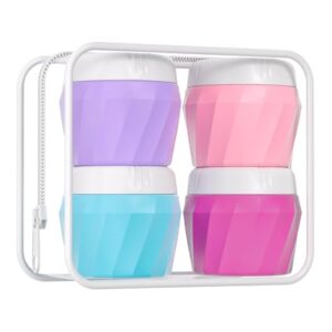 Kit Viagem 4 Frascos de Silicone, Porta Shampoo Viagem, Dispenser de Silicone, Pote para Condicionador, Máscara, Creme, Loção Corporal, Sabonete Líquido