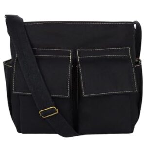 Lenna's Bolsa Tote Bag Tiracolo de Lona Tamanho Grande A023 Preta
