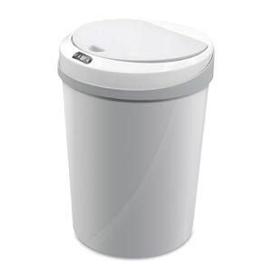 Lixeira Automatica com Sensor, Lixeira Inteligente com Sensor Infravermelho, Lixeira sem Contato para Sala de Estar, Cozinha, Banheiro, Escritório, Quarto, Locais Comerciais, 12L, Cinza com Branco