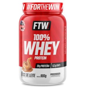 FTW Whey Protein 100% Concentrado - Suplemento Proteico para Atletas - Auxilia na Formação de Músculos para seus Treinos - Fonte de Proteína de Alto Valor Biológico - Sabor: Doce de Leite - Pote 900g