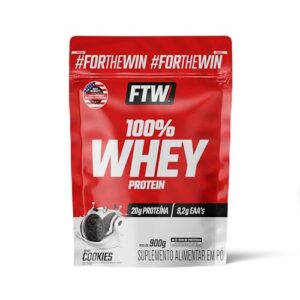 FTW Whey Protein 100% Concentrado - Suplemento Proteico para Atletas - Auxilia na Formação de Músculos para seus Treinos - Fonte de Proteína de Alto Valor Biológico - Sabor: Cookies - Refil 900g