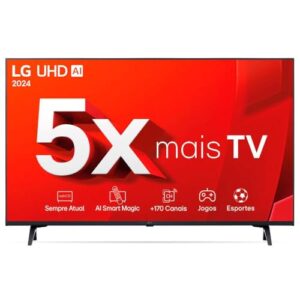 Smart TV 4K 43" LG UHD 43UT8000 Processador α5 Ger7 AI Alexa/Chromecast integrado Otimizador de Jogos webOS 24 compatível com Controle Smart Magic
