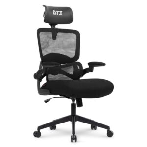 Cadeira Gamer DT3 GTL, ergonomica revestimento tecido Max2Weave™ + Mesh DT3 Vintex-Y™, apoio cabeça 2D, Braço retrátil ate 90º+rotação de até 180°, suporta até 110kg e altura máx. de 1,80m (Black)