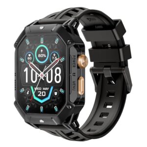 HAYLOU IRON N1 Relógio Inteligente Militar para Homens,Bateria com Duração de 100 Dias (850 mAh),Tela AMOLED HD de 2,01",Bluetooth Telefone Chamada Smartwatch,5ATM à Prova d'água,Assistente de Voz,100+ Modo Esportivo,Compatível com iOS e Android