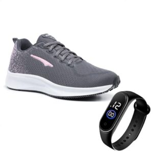 Tenis Academia Feminino Leve Macio Corrida + Relogio (Grafite, BR, Adulto, Numérico, 36)