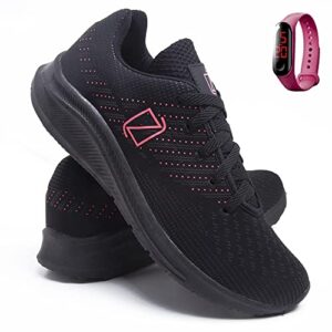 Tênis Feminino Academia e Caminhada Ultra Leve + Relógio Digital - PretoRosa/38