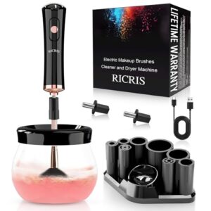 RICRIS Máquina elétrica de limpeza e secadora de pincéis de maquiagem – Limpeza super rápida e pincéis de maquiagem secos – Ferramenta de remoção automática de escova cosmética para mulheres de beleza