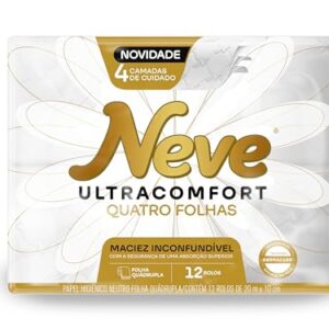 Neve Papel Higiênico Ultracomfort, Folha Quádrupla, 20m, 12 rolos