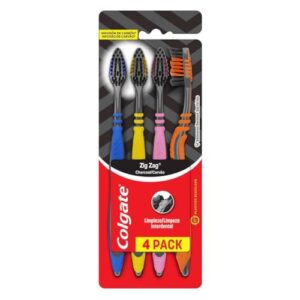 Escova Dental Colgate ZigZag Carvão 4 unid