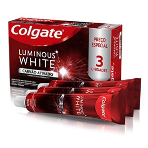 Colgate Creme Dental Clareador Luminous White Carvão Ativado 70G 3 Unidades
