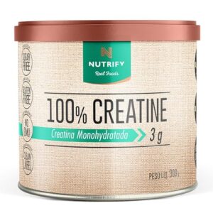 Nutrify - 100% Creatine 3g de Creatina por Dose - Suplemento Alimentar para Suporte Energético - Sem Glúten, Sem Lactose, Sem Açúcar, Vegana - Lata 300g