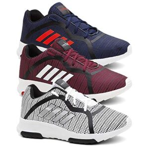 Kit 3 Pares Tenis Masculinos Caminhada Mais Leve - Cinza/Vermelho/Azul - 40