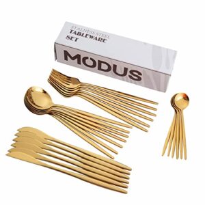 Jogo de Talheres 24 Peças Aço Inox Faqueiros Com Colher Garfo Faca e Colher de Café (Titânio)