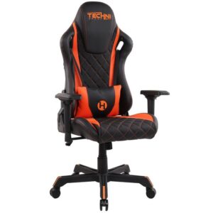 Cadeira Gamer Techni Sport Reclinável Giratória - Preta e Laranja TS84 - Cadeira de Escritório
