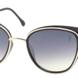 Óculos de Sol Polo London Club Gateado Médio com Lentes Degradê UV400 contém Case Couro ECO, Feminino (Preto brilho)