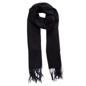 Pashmina Cachecol Echarpe Lisa Black com Franja Elegância Sofisticação Versátil para Todas as Estações