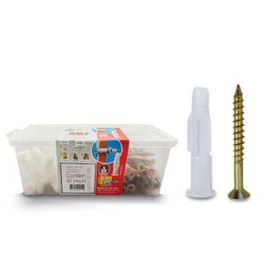 Sfor - Bucha MU 10 com Parafuso Chipboard Phillips 6,0x70mm - Kit com 80 Peças (40 Buchas + 40 Parafusos) - Ideal para Fixação Universal em Bloco Oco, Tijolo Maciço, Concreto, Gesso e Drywall