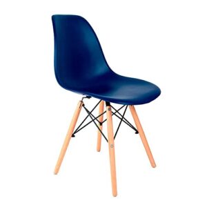 Cadeira Eames Azul Bic - Base de Madeira Natural