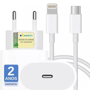 Carregador Turbo Cabo Usb-C-Lightning + Fonte 25W Ultra Rapido Compatível iPhone SE X Xr 11 12 13 14 FAST CHARGE PREMIUM, UTBRX®