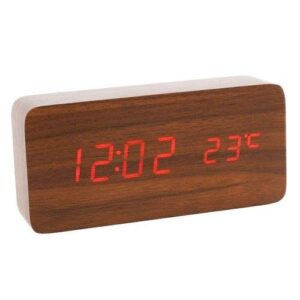 Relógio Wood Despertador Digital Led Com Data/temperatura