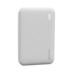 Geonav Power Bank, Carregador Portátil Universal 5.000mAh, 2 portas USB 2.1A, Led Indicador de bateria, ES5KWT, Branco