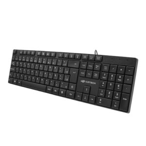 Teclado C3Tech USB Multimidia KB-M11BK PRETO, Teclas baixas slim, Layout padrão português brasileiro ABNT2, Sistema anti-respingo