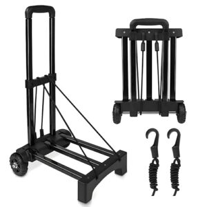 INSMEER Carrinho De Carga Dobrável - Capaz De Suportar ≈140 Kg, Equipado Com Dois Cordões Elásticos Para Fácil Transporte De Itens Pesados E Volumosos, Ideal Para Viagens (Preto)