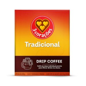 3 Corações Café Drip Coffee Tradicional - contém 10 unidades