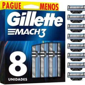 Carga para Aparelho de Barbear Gillette Mach3 - 8 Unidades - Lâmina e Carga para Aparelho de Barbear