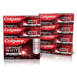 Creme Dental Clareador Colgate Luminous White Carvão Ativado 70g 4 unidades