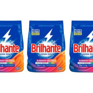 Kit 3 Unidades Sabão em Pó Brilhante Limpeza - Limpeza Total Blindagem das Cores 1,6kg Cada - Sabão em Pó