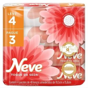 Neve Pack Lenços Umedecidos Toque de Seda, 48 Lenços, Leve 4 Pague 3