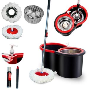 Mop Giratorio Com Cesto Em Inox Preto - Nybc - Mop